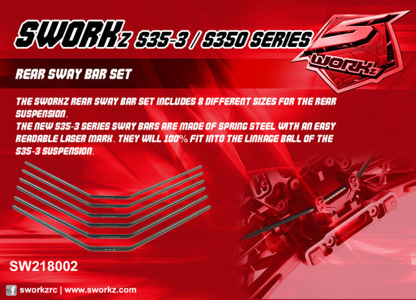 SWORKz Rear Sway Bar Set (2.4/2.5/2.6/2.7/2.8/3.0mm)