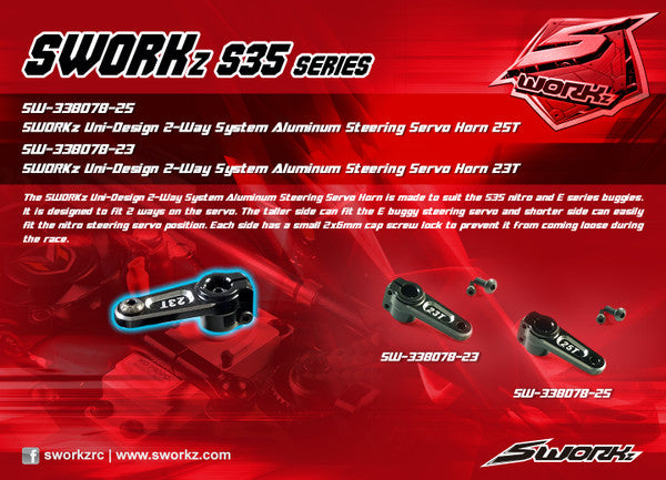 SWORKz Uni-Design 2-Way System Aluminium Steering Servo Horn 25T