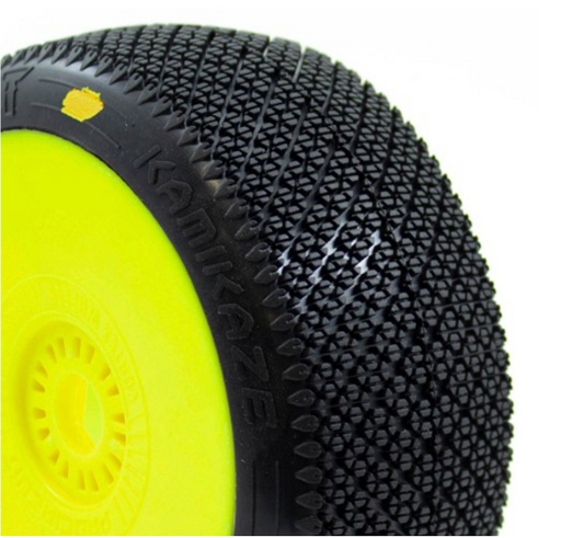 ProCircuit Kamikaze V2 Buggy Tires (C2) Soft - Pre-Mounted (Yellow) (2)