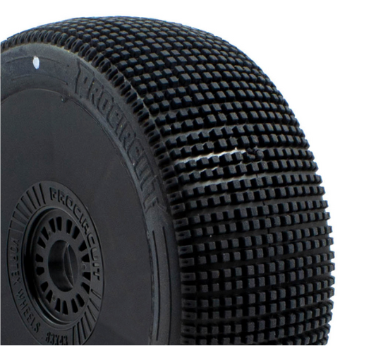 ProCircuit Addictive V2 Buggy Tires (C2) Soft- Pre-Mounted (Black) (2) (w/Yellow & White Wheel Dots)