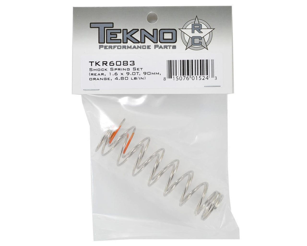 Tekno RC Shock Spring Set (Rear, 1.6×9.0T, 90mm, Orange, 4.80 lb/in)