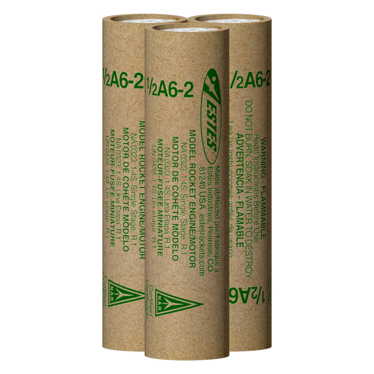 1/2A6-2 Model Rocket Engines, (3pk)