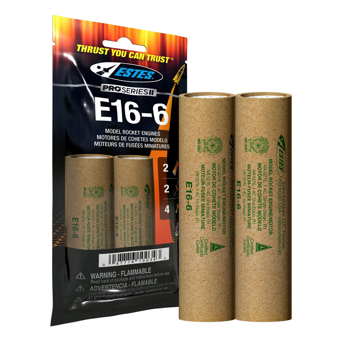 E16-6 29mm Model Rocket Engine (2pk)