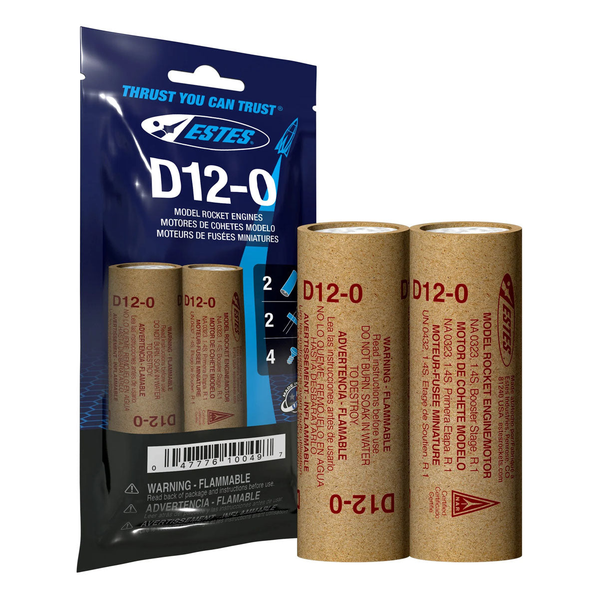 D12-0 Model Rocket Engines, (2pk)