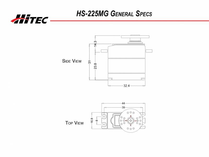 HS-225MG Mighty Mini MG Ball Bearing Servo, .11sec/67oz