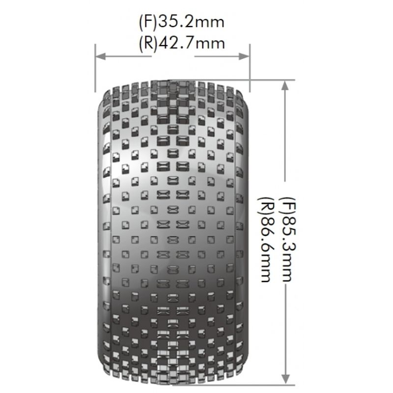 E-Hornet 1/10 4WD Front Buggy Tire Soft, 12mm Hex, Mounted