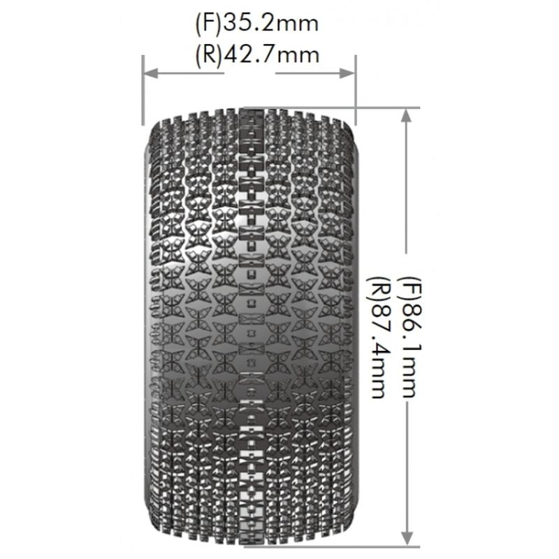 E-Maglev 1/10 4WD Front Buggy Tire, Soft, Mounted on White