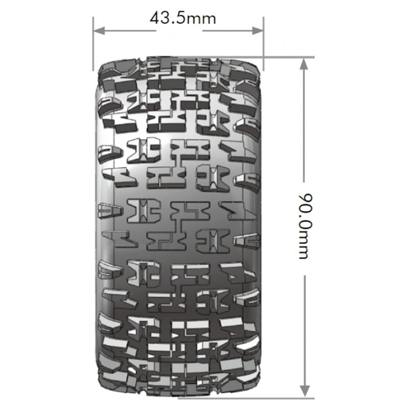 E-Pioneer 1/10 4WD Rear Buggy Tire, Soft, Mounted on White