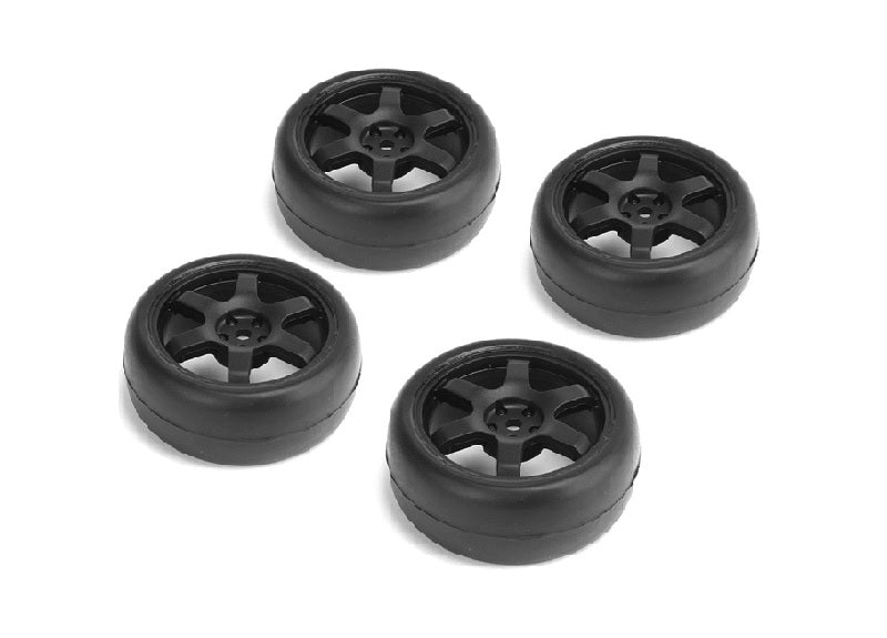 1/10 Slick Tires 6 Spoke Wheel Black / ET-0mm (4pcs),