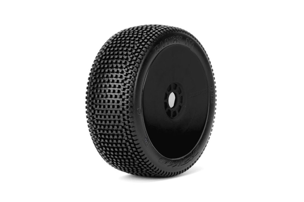 Block In 1/8 Buggy Mounted Tires Black Wheels (2)