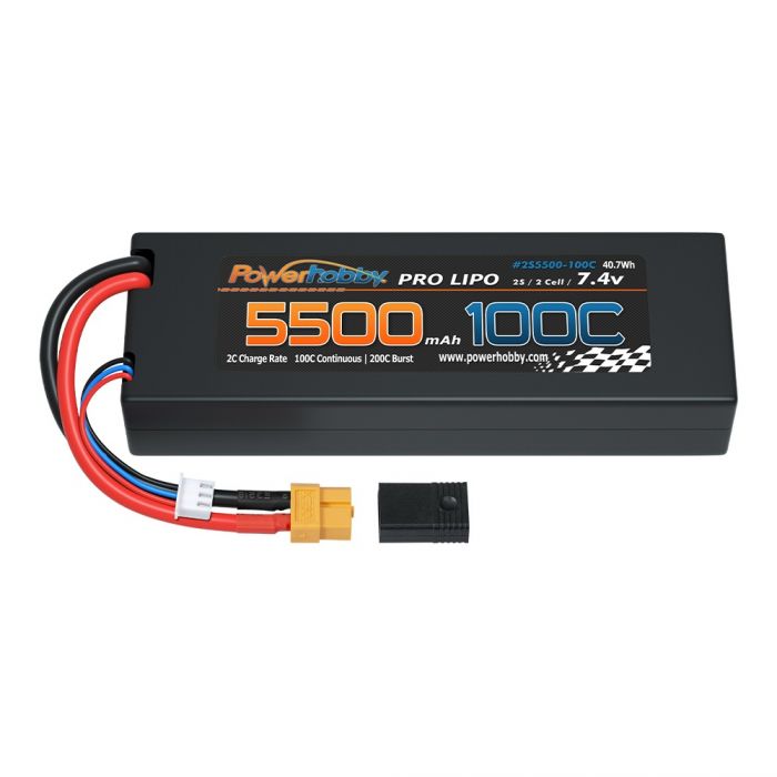 2S 7.4V 5500MAH 100C Lipo Battery w XT60 + Plug Adapter