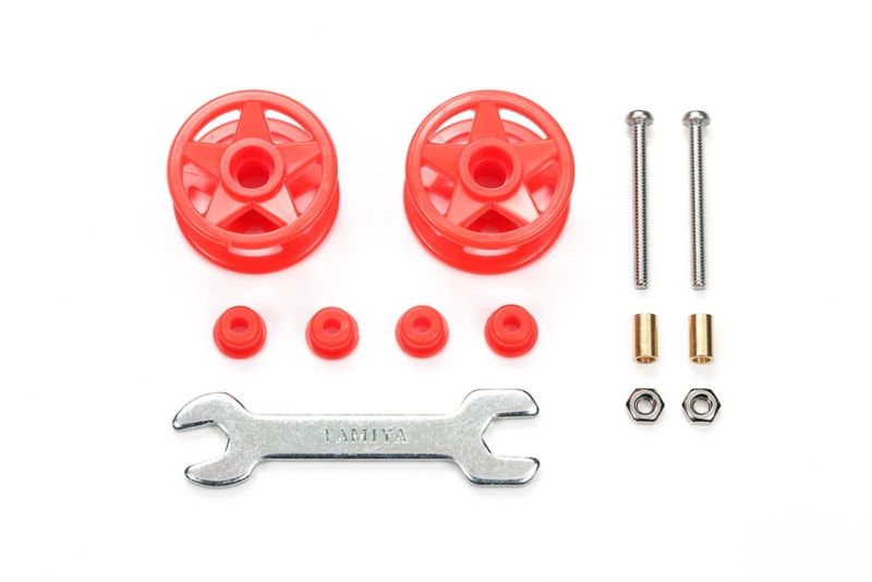 JR LF Plastic Double Rollers, 19-19mm Red Mini 4WD Station