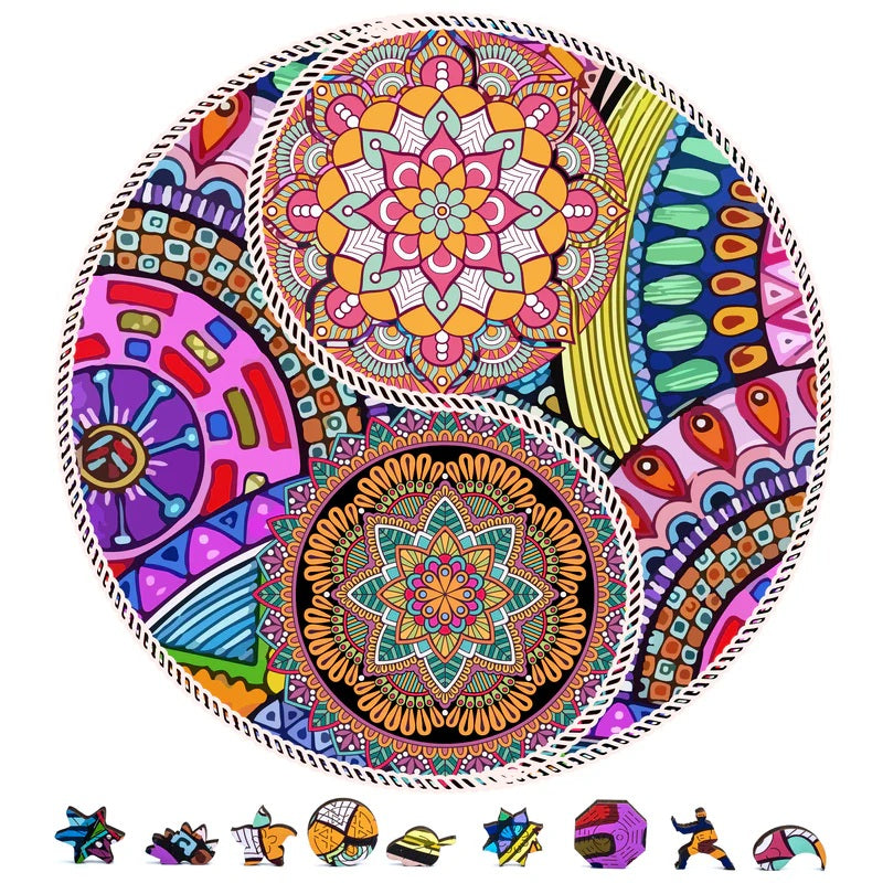 Yin Yang Flowers Wooden Jigsaw Puzzle, 1000 pcs