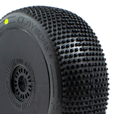 ProCircuit Claymore V2 Buggy Tires (C2) Soft - Pre-Mounted (Black) (2) (w/Yellow & White Wheel Dots)
