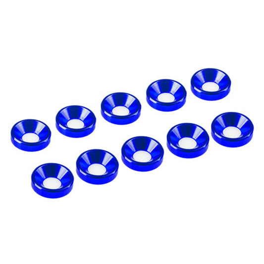 Ultimate Racing 3mm Aluminum Countersunk Washers (10) (Blue)