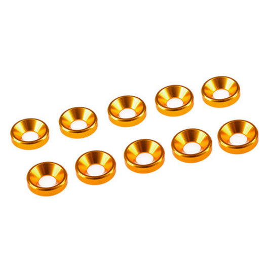 Ultimate Racing 3mm Aluminum Countersunk Washers (10) (Gold)