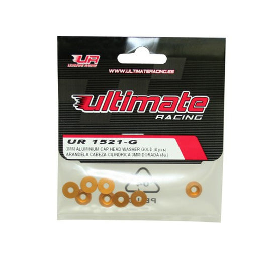 Ultimate Racing 3mm Aluminum Cap Head Cone Washer (8) (Gold)