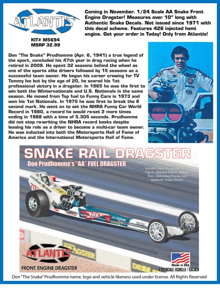 1/24 Don the Snake Prudhomme Front Engine Dragster Plastic