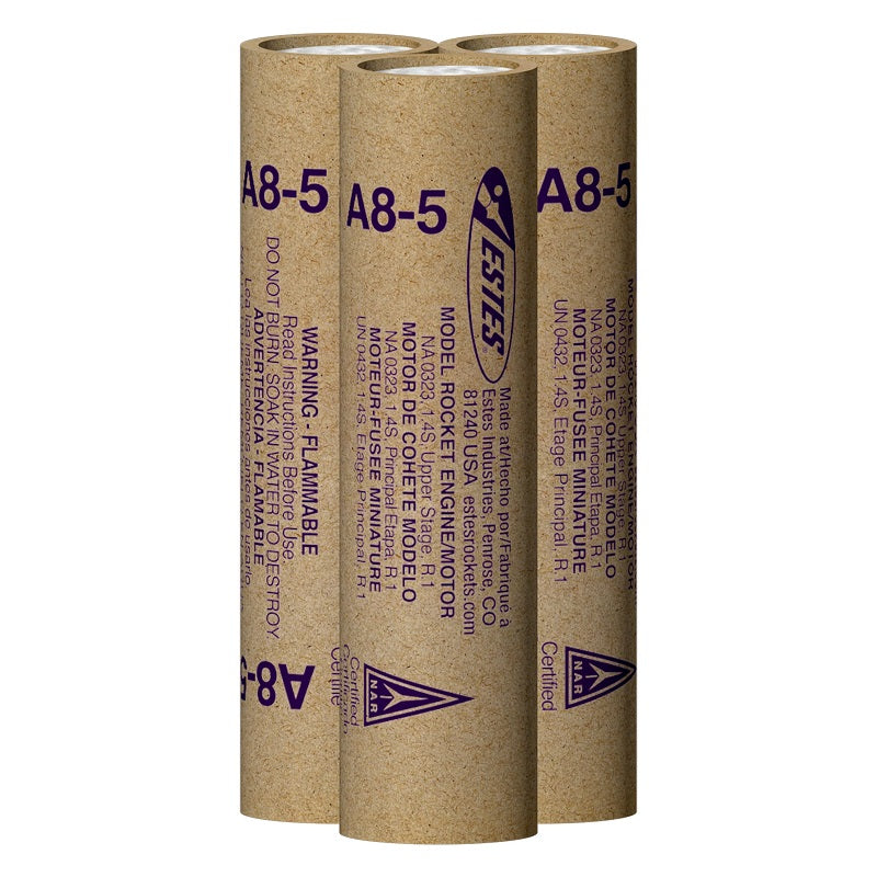 A8-5 Model Rocket Engines, (3pk)