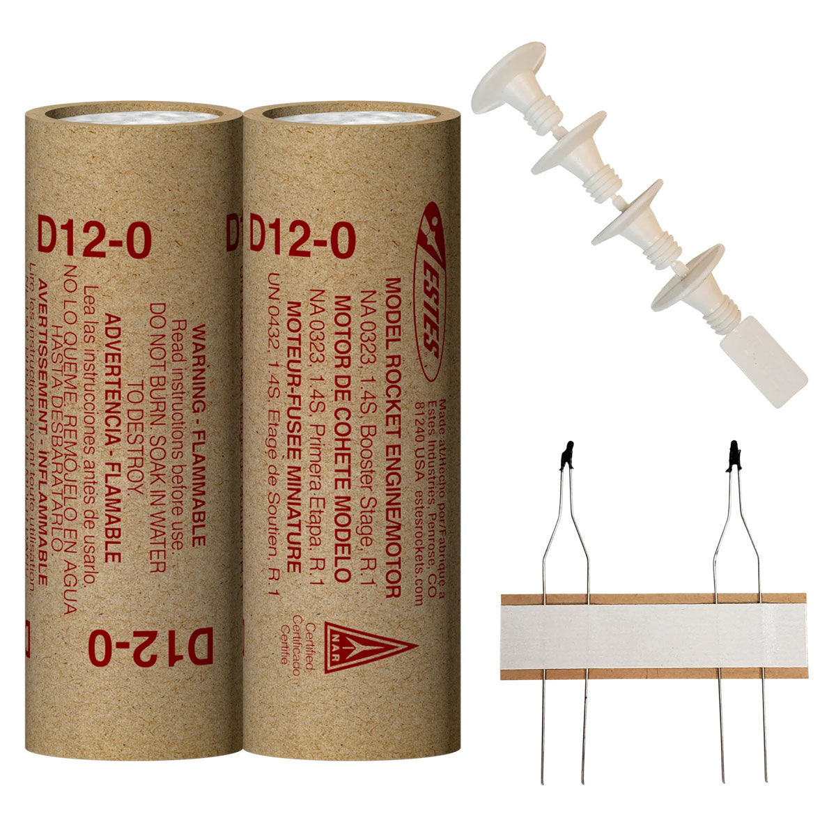 D12-0 Model Rocket Engines, (2pk)