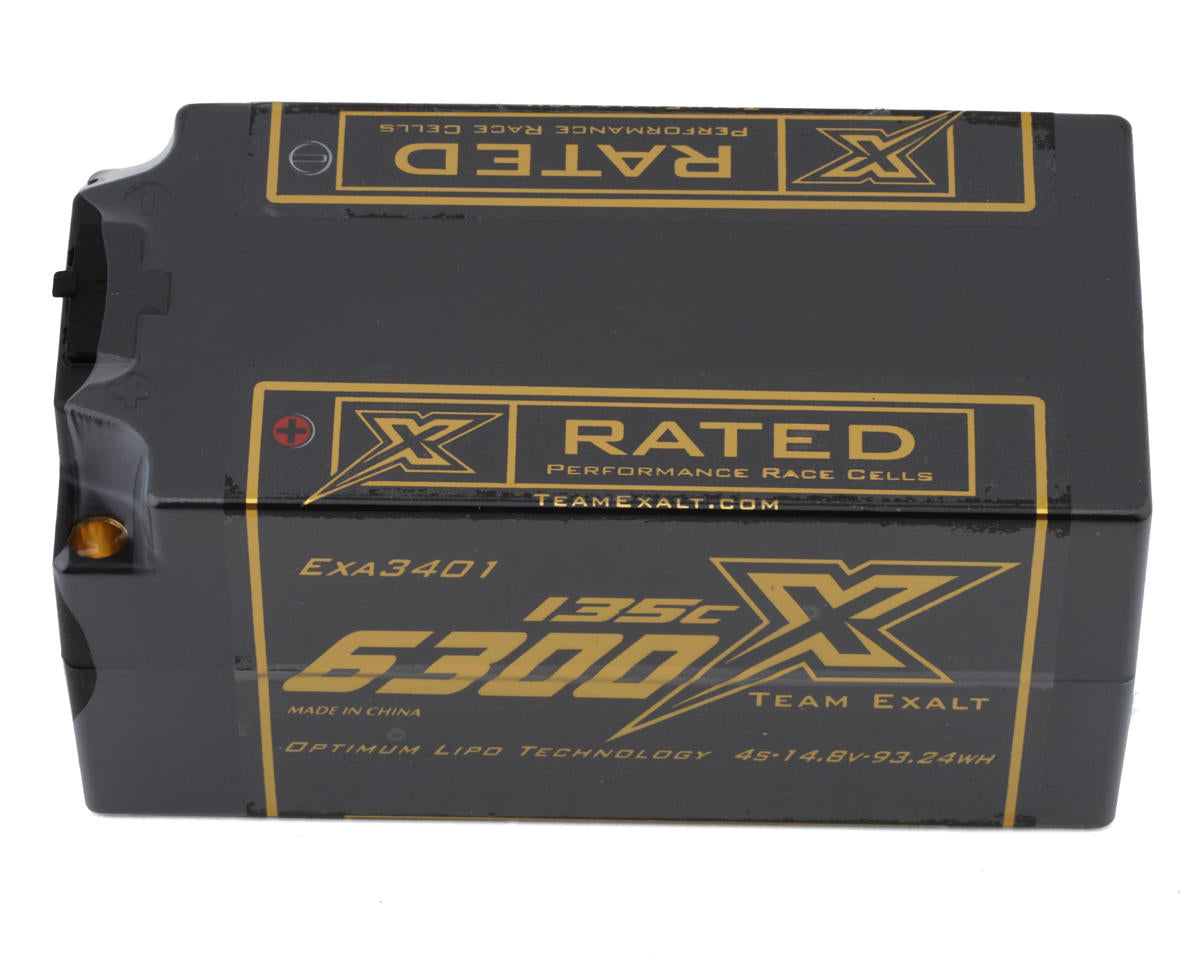 Team Exalt "X-Rated" HVX Shorty 4S 135C Lipo Battery (14.8V/6300mAh) w/5mm Connectors (ROAR Appr