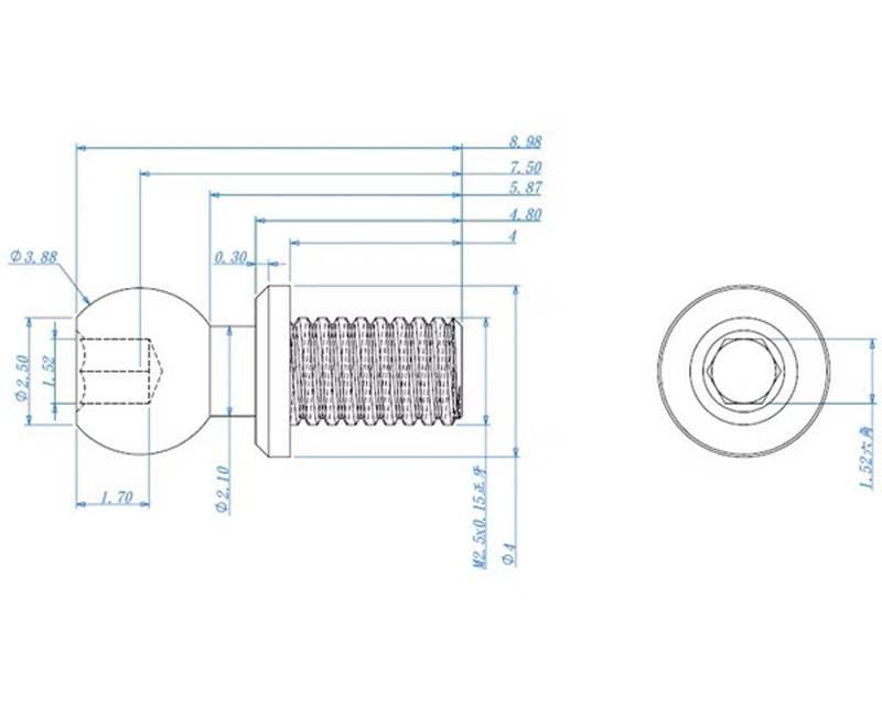 Stainless Steel Ball Stud, for Mini-T2, JRX2, JRXT Drag