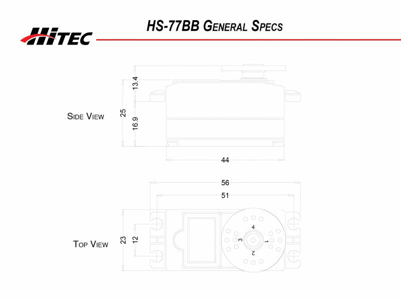 HS-77BB Low Profile Servo .34sec/114oz @ 6.0v