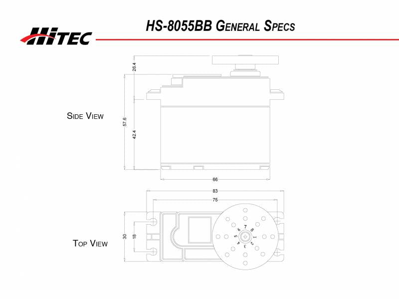 HS-805BB Mega Giant 1/4 Scale Servo .14sec/343oz @ 6.0v