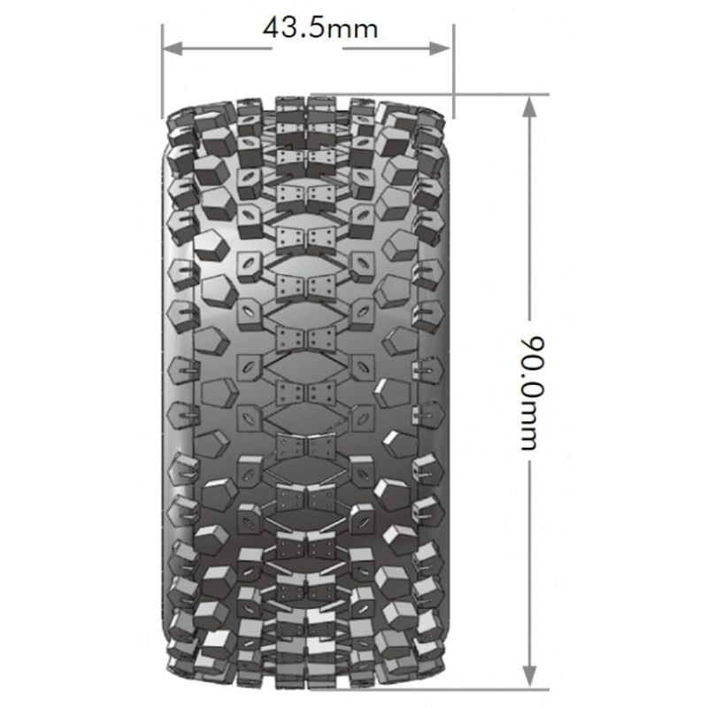 E-Uphill 1/10 4WD Rear Buggy Tire, Soft, Mounted on White