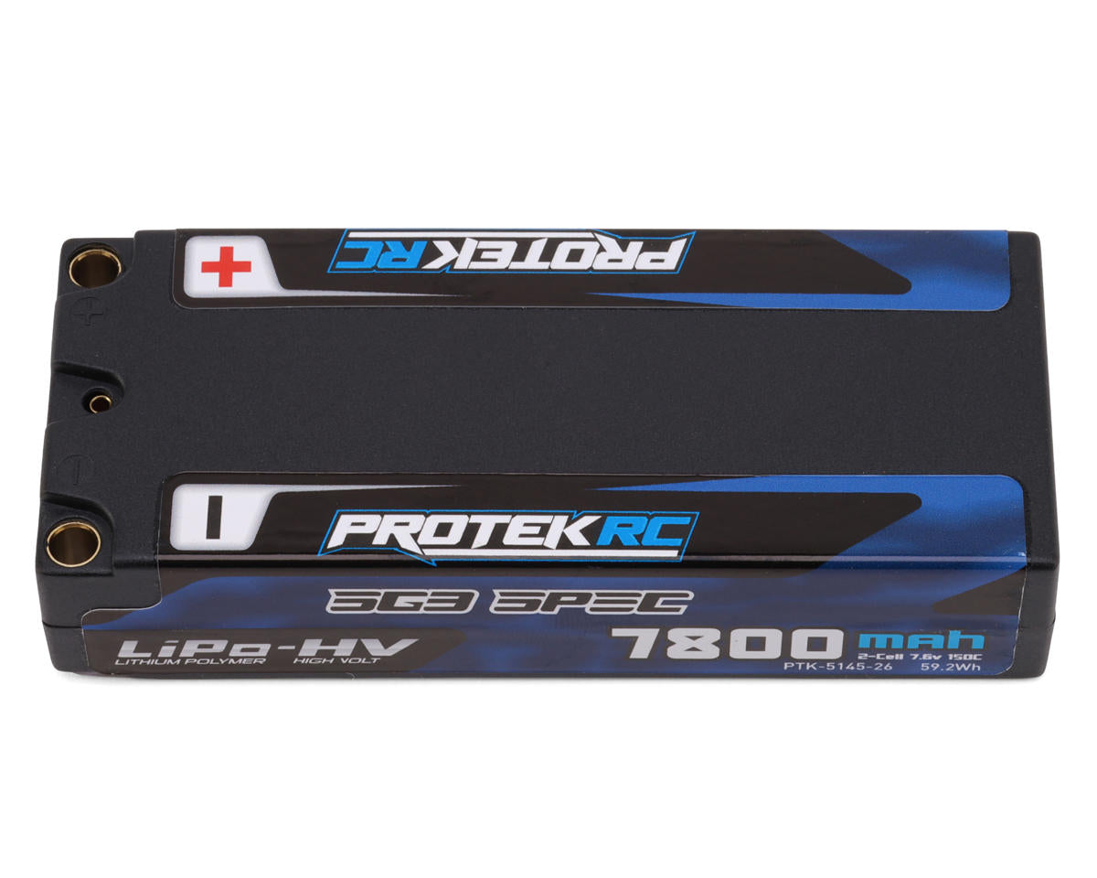 ProTek RC 2S 150C Low IR SG3 HV Mid-Sized LiPo Battery (7.6V/7800mAh) w/5mm Connectors (ROAR App