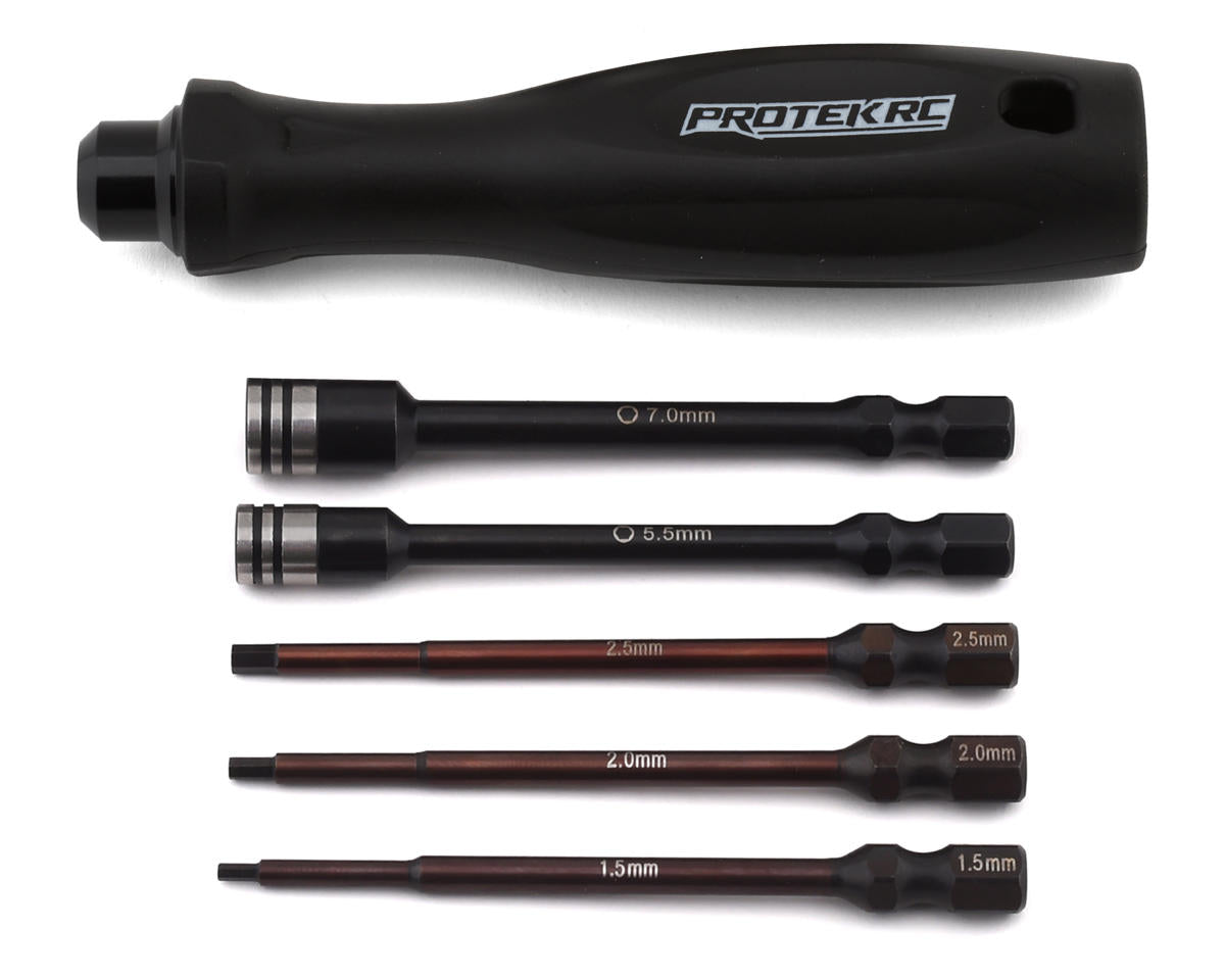 ProTek RC "TruTorque" 5-Piece 1/4" Drive Hex & Nut Driver Set (1.5, 2.0, 2.5mm Hex & 5.5, 7mm Nu