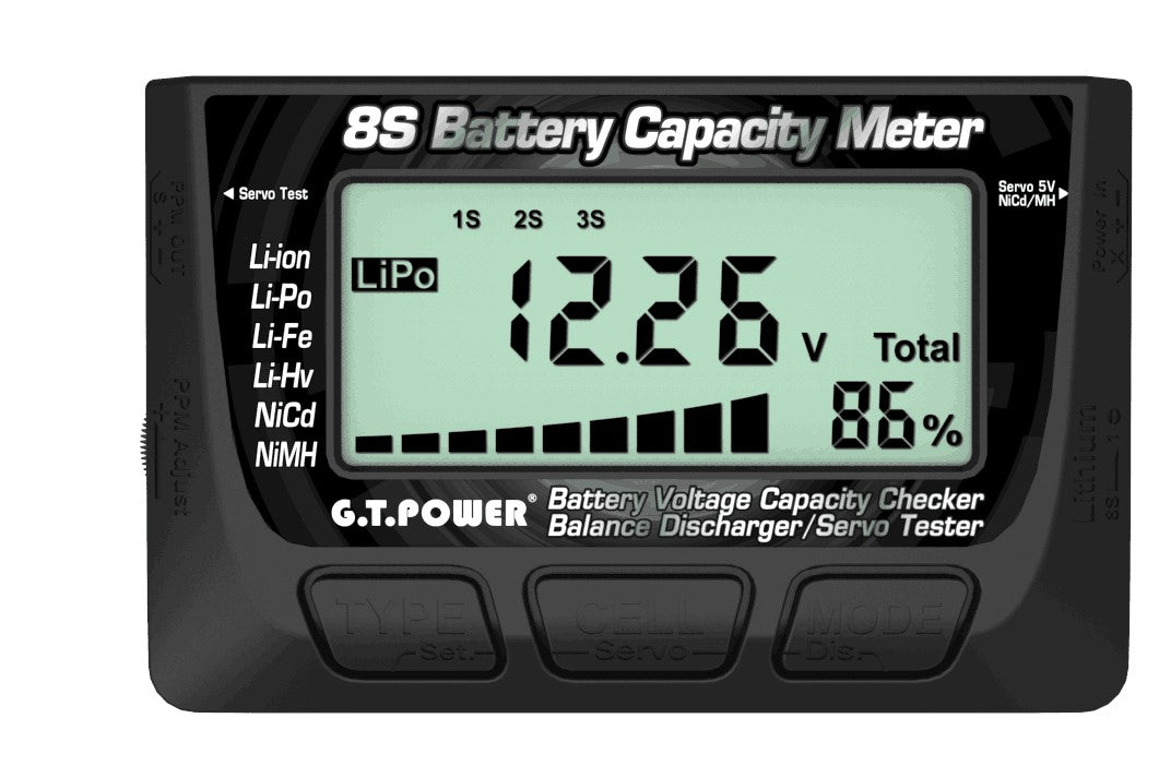 8S Battery Capacity Meter & Servo Tester