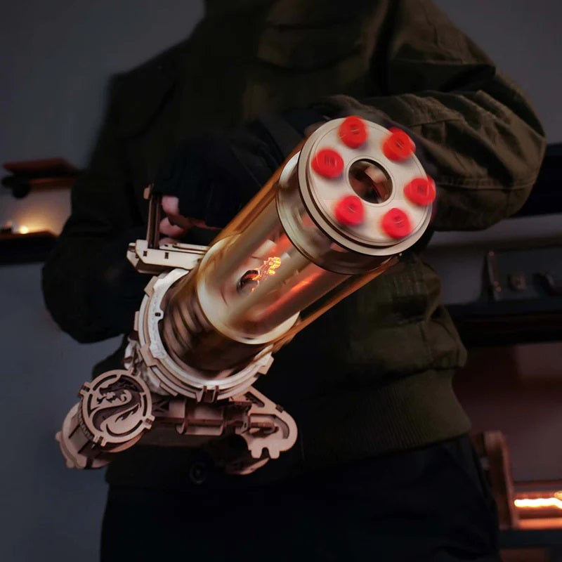 Rotating Barrel Machine Gun Toy 3D Wooden Puzzle