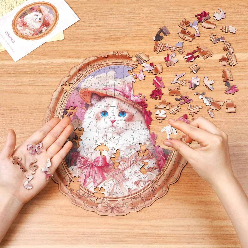 Rowood Springtime Kitty 200-Piece Wooden Jigsaw Puzzle