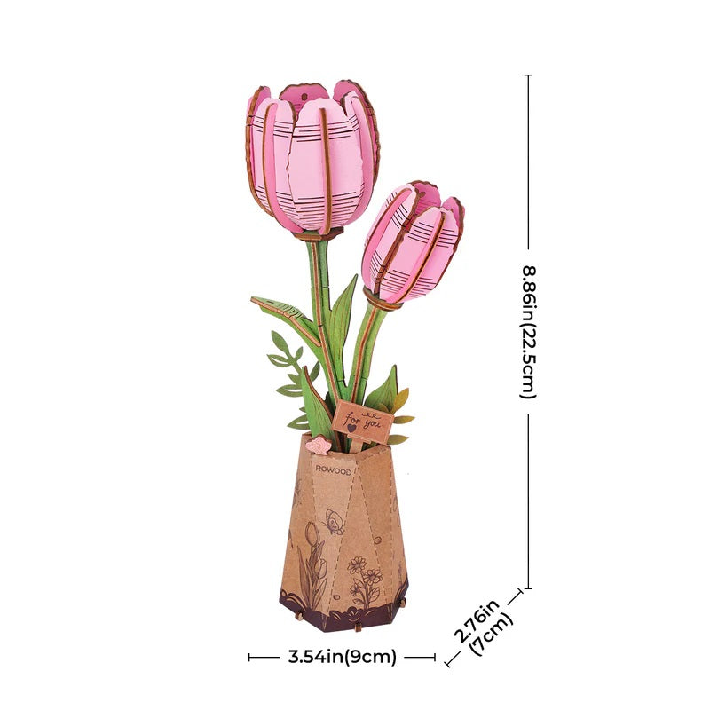 Pink Tulip DIY Wooden Flower