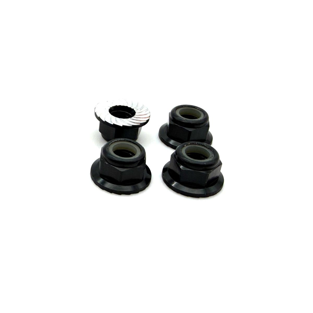5mm Aluminum Flanged & Serated Lock Nut (Black)