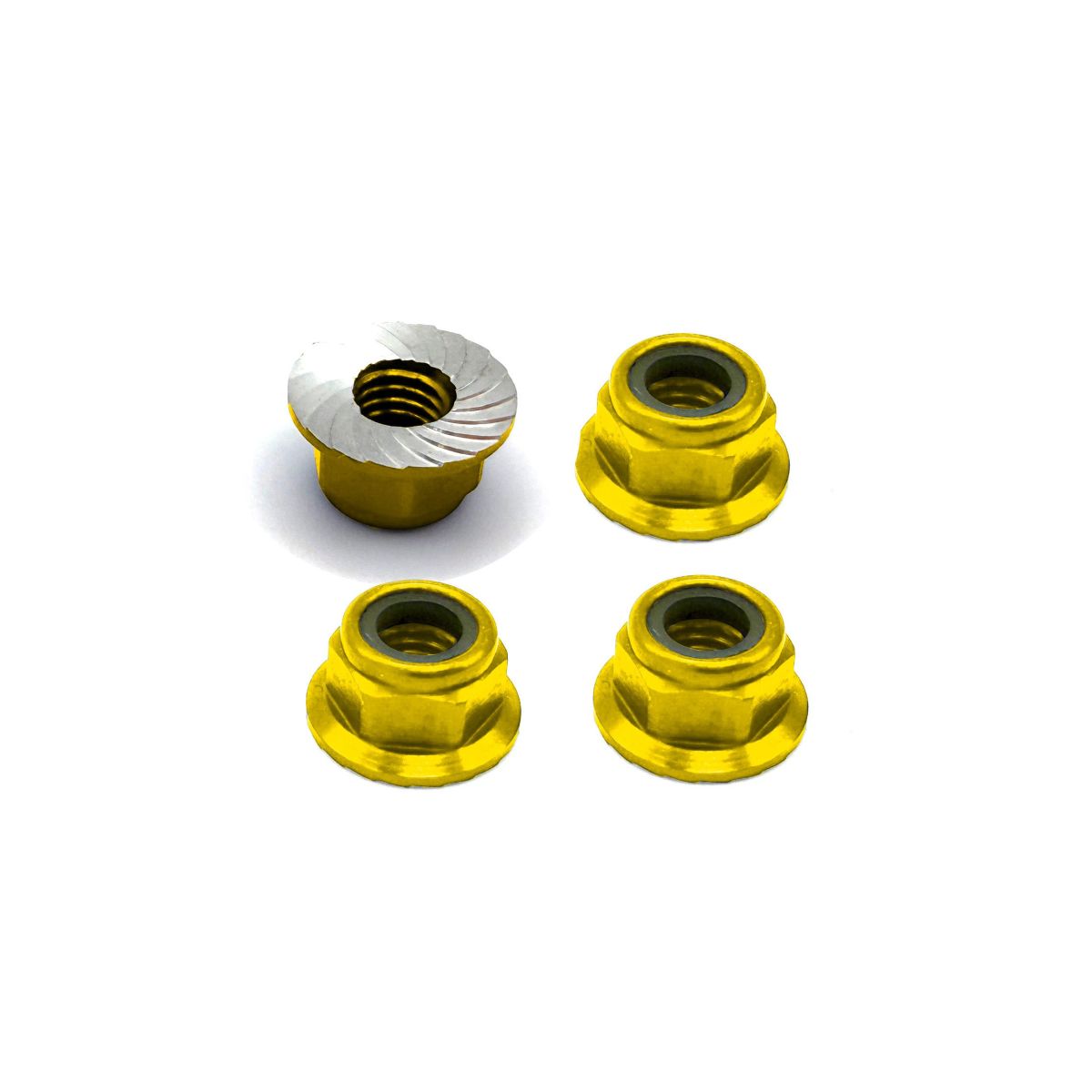 5mm Aluminum Flanged & Serrated Lock Nut (Gold) (4pc)